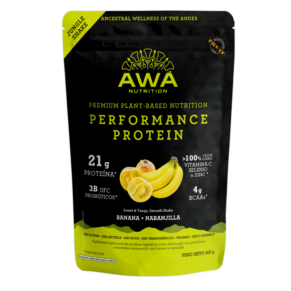 performance protein – banana + naranjilla jungle shake 300g